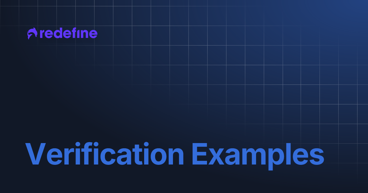 Verification Examples | Redefine